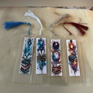 Colorful Bookmarks with Tassels, handmade, set of 4